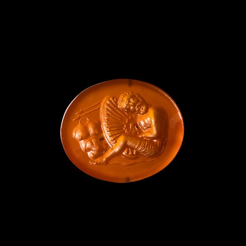 A Grand Tour Carnelian intaglio. The Death of Othryades.